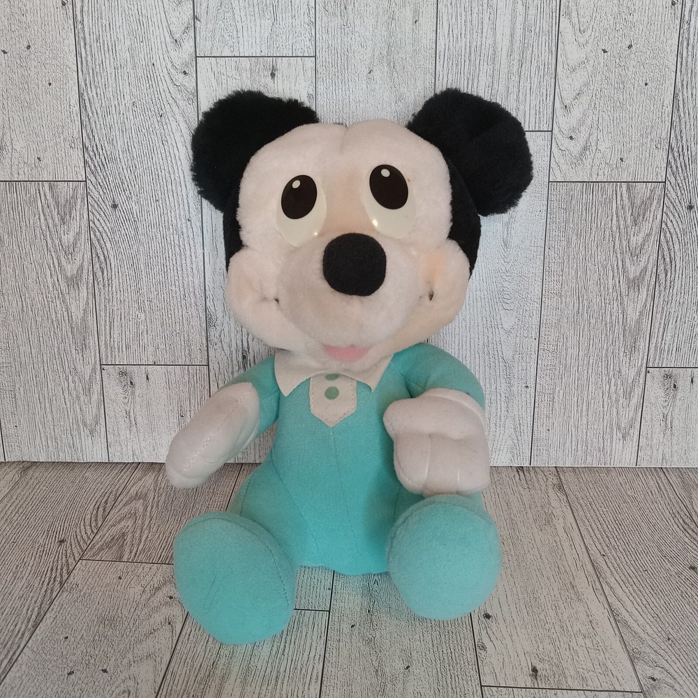 Disney Babies Vintage 1984 Plush Doll Mickey Mouse 7in Aqua 70280 100% Polyester